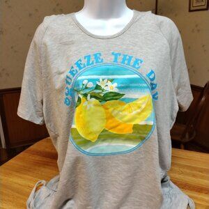 Cato Fashions Gray Short Sleeve Hoodie  - Size 14/16W